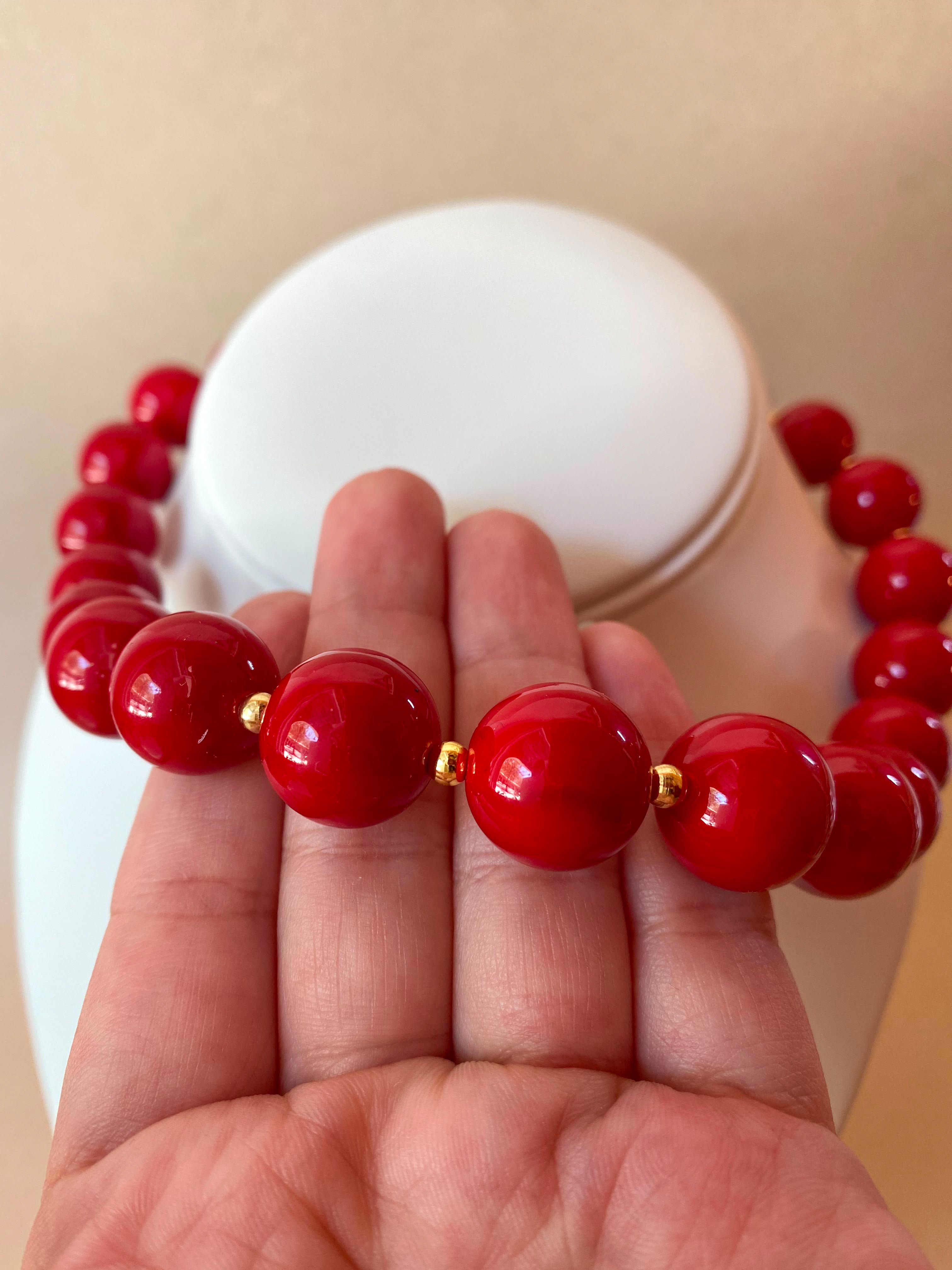 Red Balls Ceramic Charms Pattern Necklace
