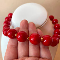 Red Balls Ceramic Charms Pattern Necklace