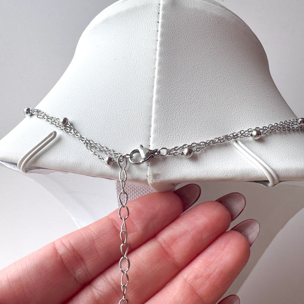 3 Layer Silver Cross Necklace