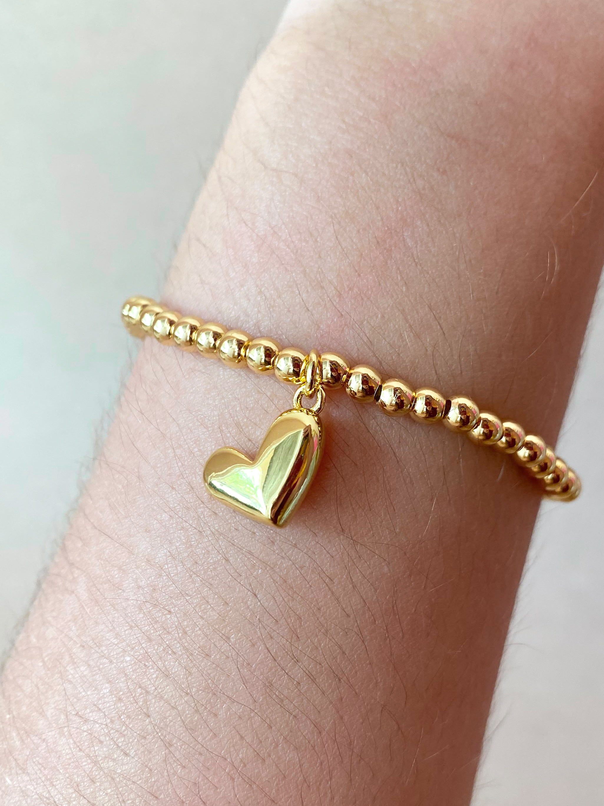 Golden Little Heart Elastic Bracelet