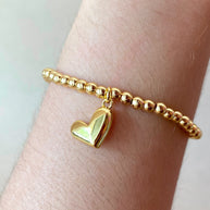 Golden Little Heart Elastic Bracelet