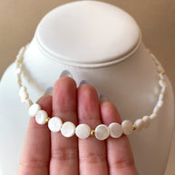 Mother of Pearl Coin Beads Pearl Necklace