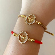Crystals Holy Spirit Charm in Red or Brown Adjustable Bracelets