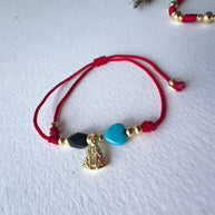 Azabache, Virgin of the Valley and Heart Red thread Bracelet
