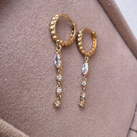 Crystal Drop 14k Solid Gold Hoops