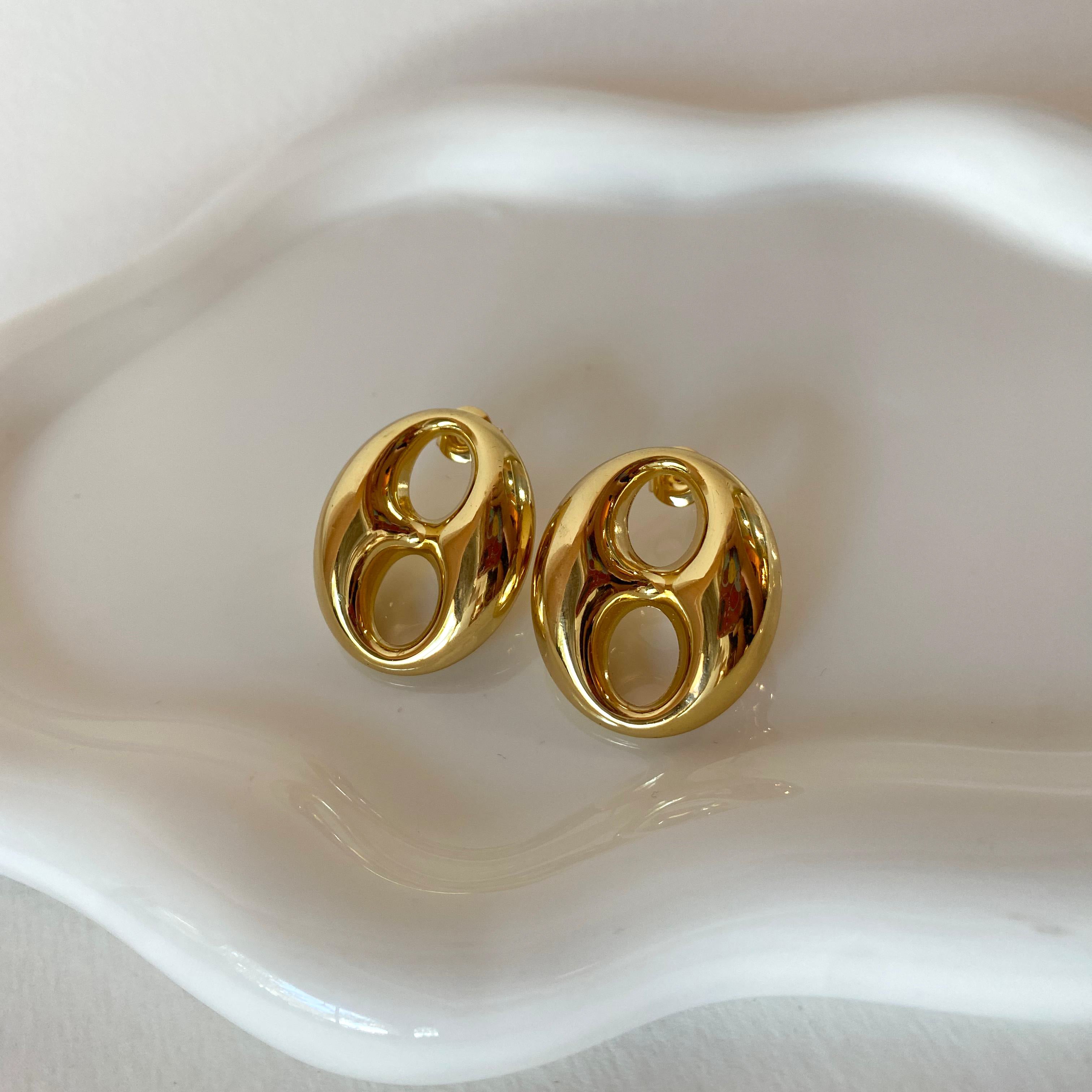 Golden Steel Big Coffee Grain Earrings