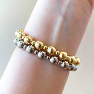 Silver & Gold Big Heart Elastics Bracelets