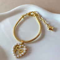 Faith Pearls Heart Shape Charm Bracelet
