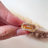 Golden Shiny Move Zircons Steel Ring