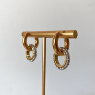 Golden and Clear White Zircons Steel Hoops