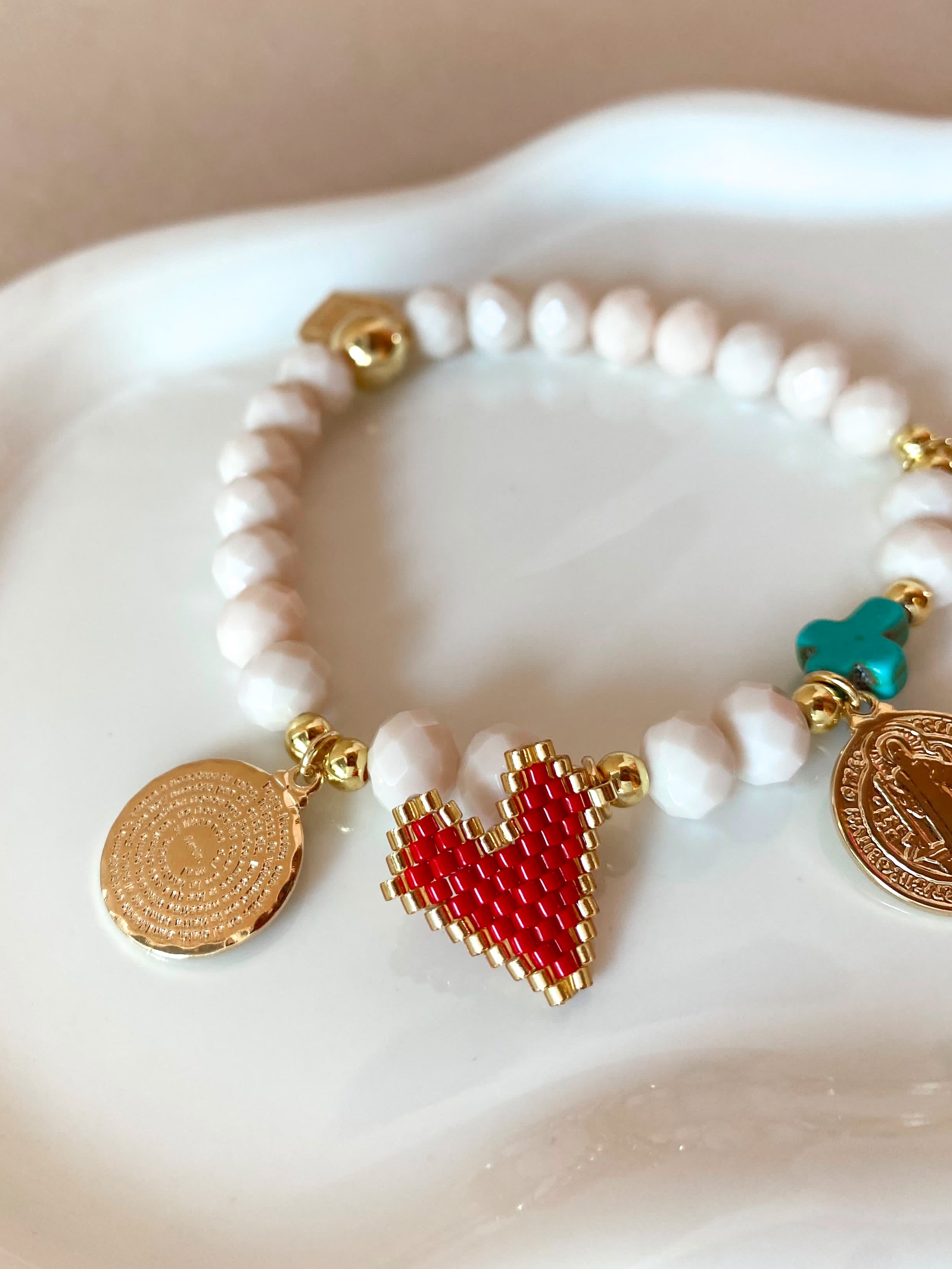 St Benedict, Our father and more Religious Charms Bracelet