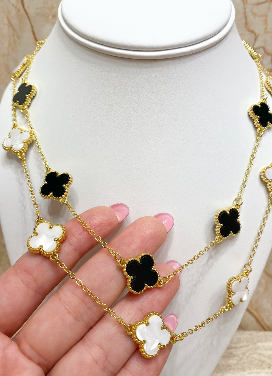 Black & White Clovers Necklace