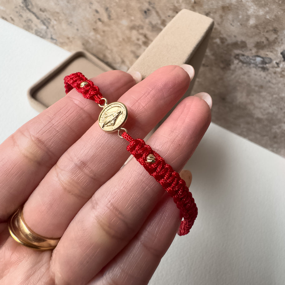 Miracle Virgin 18K Solid Gold in Red String Bracelet