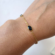 Golden Italy 14k Solid Gold Black Stones Bracelet