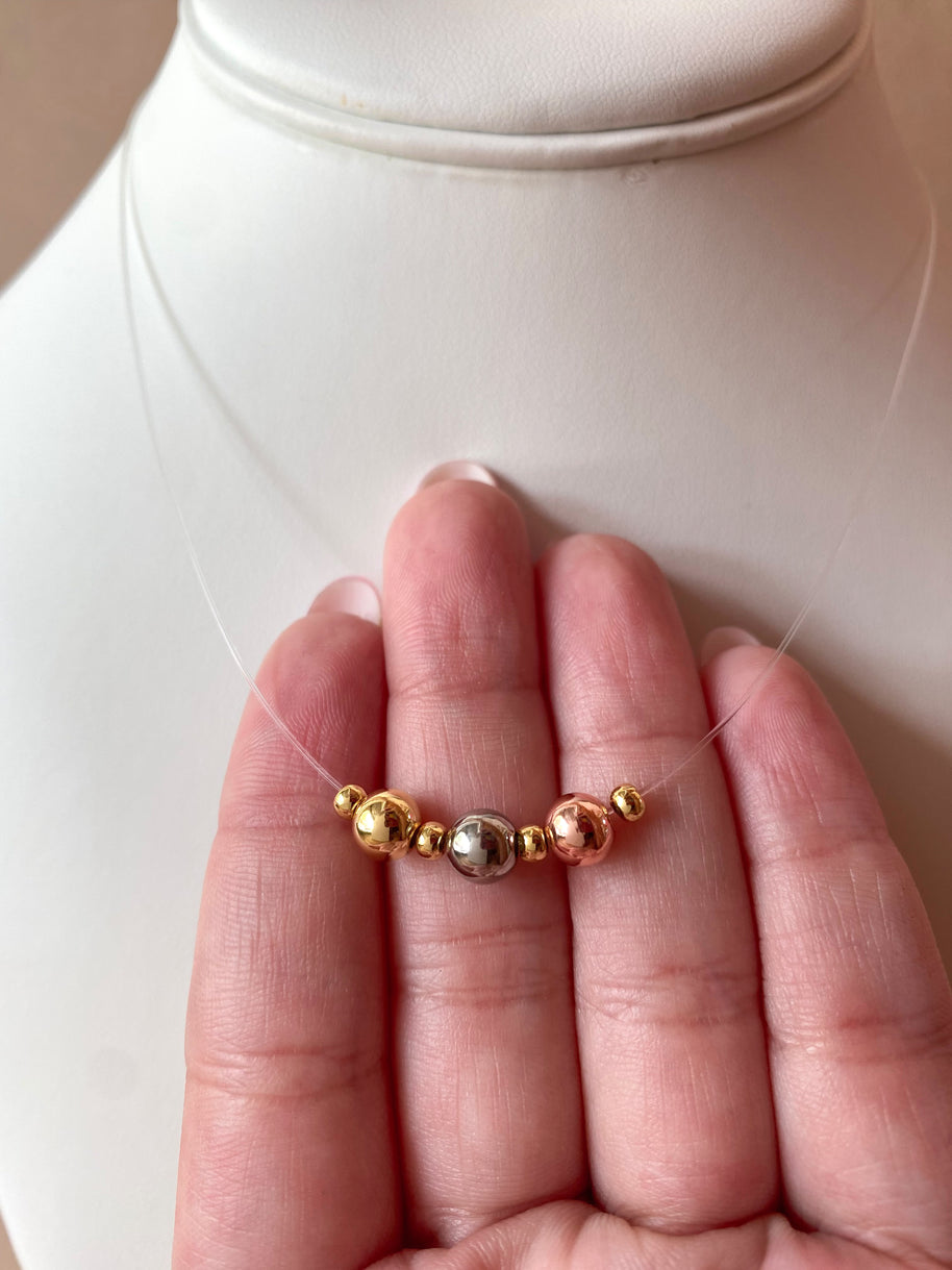 Little and Medium Balls 3 Gold Ghost Necklace