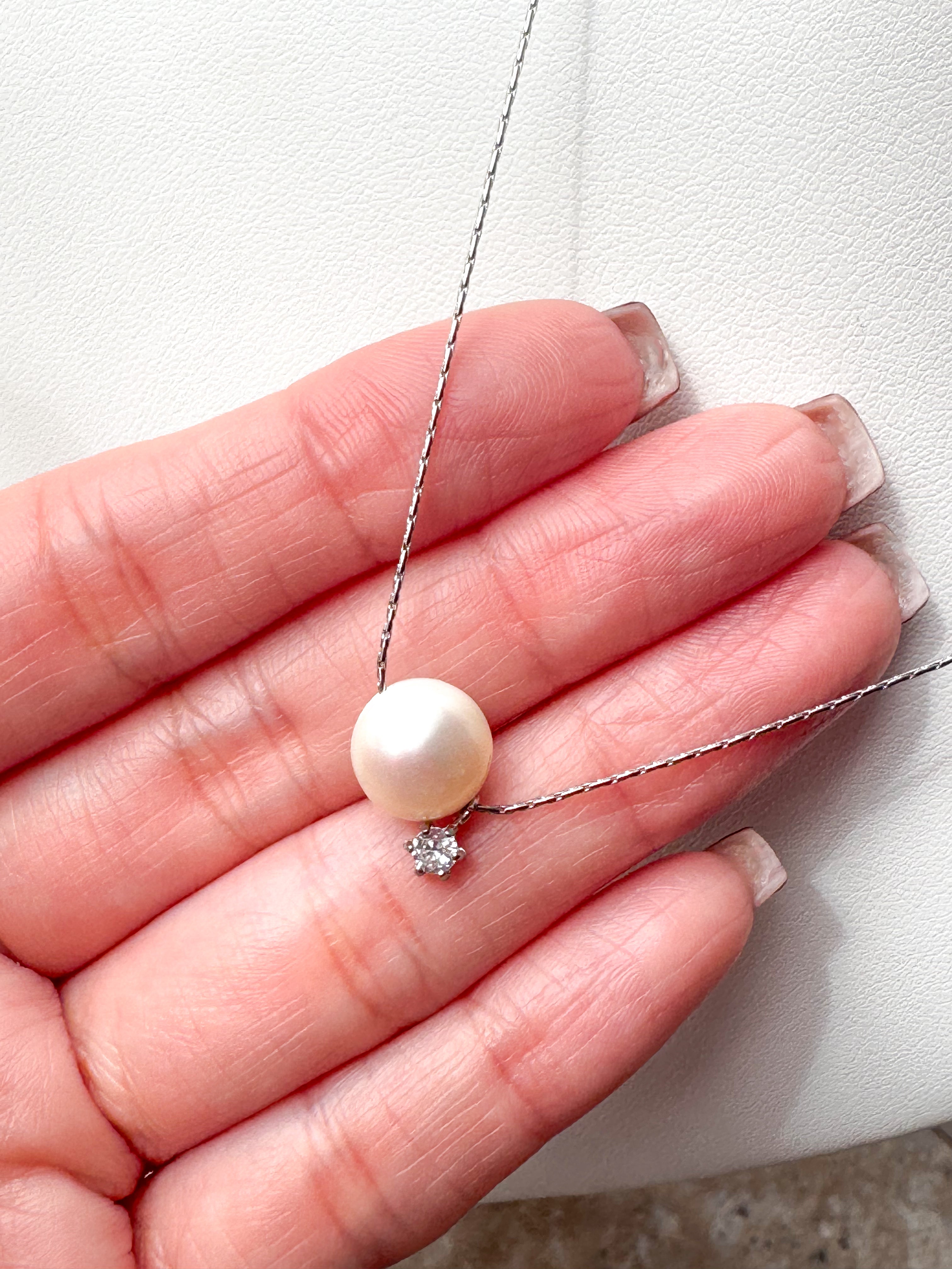 Pearl & Crystal Silver Necklace