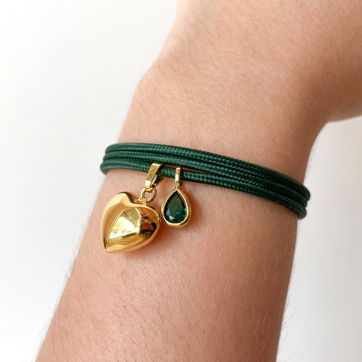Adjustable Green Magnetic Heart and Green Crystal Bracelet/Necklace