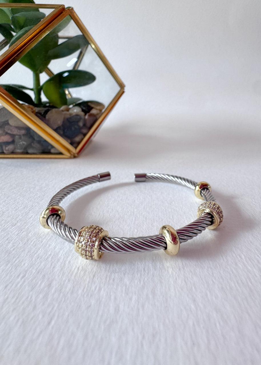 Rigid Steel Silver and Gold Shiny Bracelet