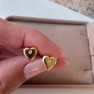 Heart Mini Zircon 18k Solid Gold Earrings