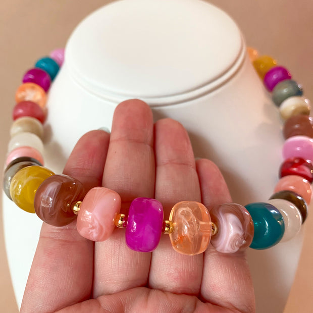 Big Multicolor Beads Pattern Necklace