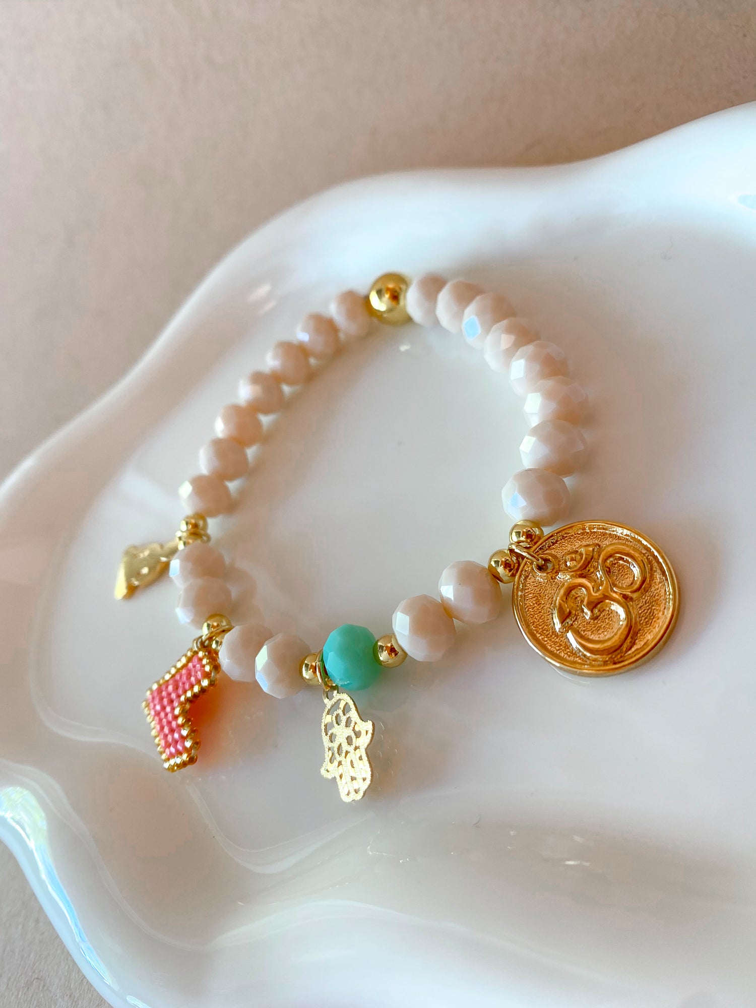 Hamsa, Pink Heart and Relax Spiritual Charms Bracelet