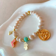 Hamsa, Pink Heart and Relax Spiritual Charms Bracelet