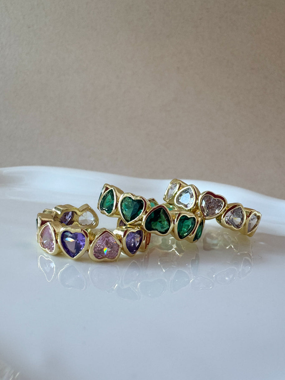 Crystals Hearts Colorful Rings