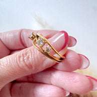 3 Zircons Style Layer Golden Steel Ring