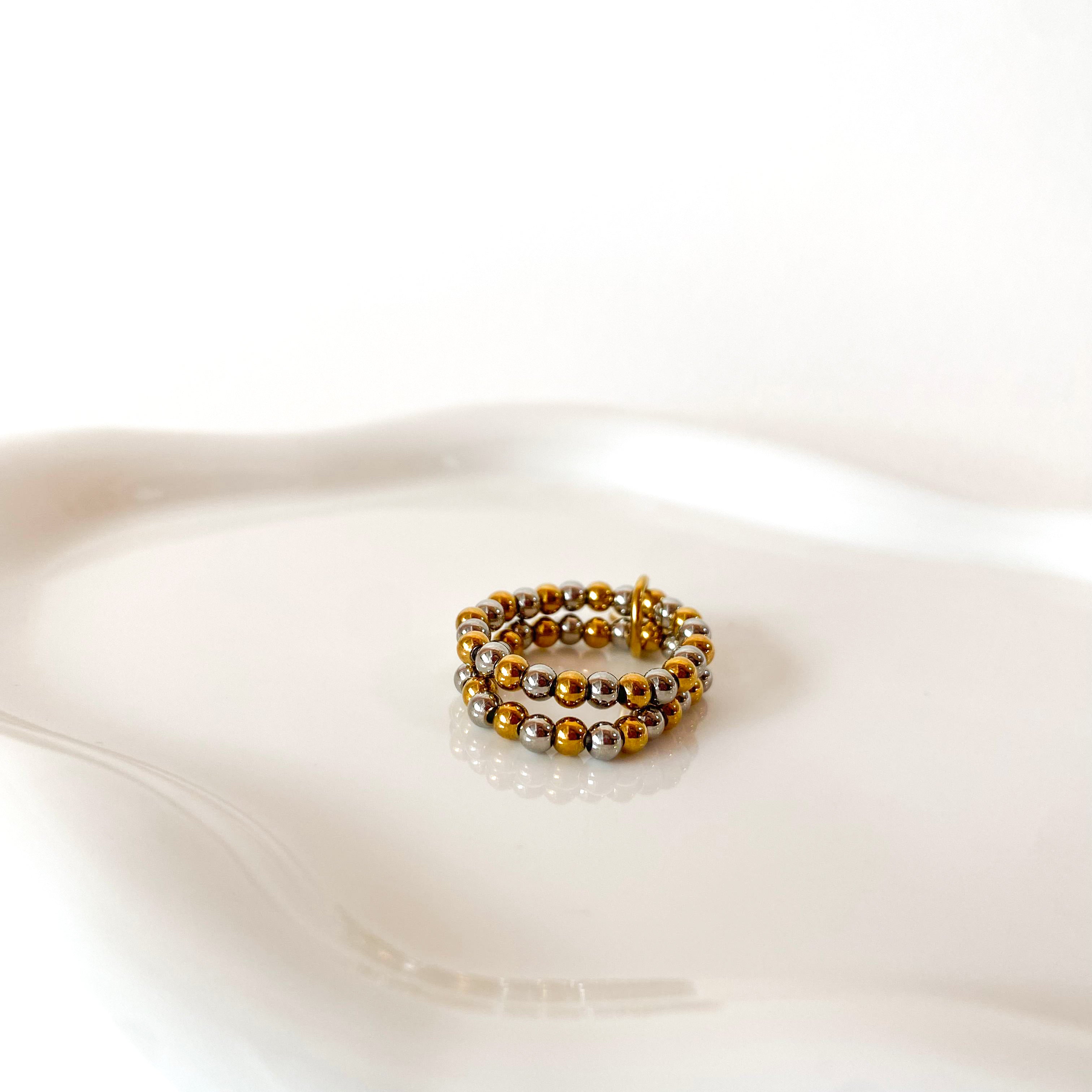 Silver and Gold Elastic Double Ring