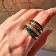 Anillo Multilayer Zirconia Azul & Verde Oscuro