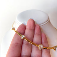 Golden Drop Zircons Choker Steel Necklace