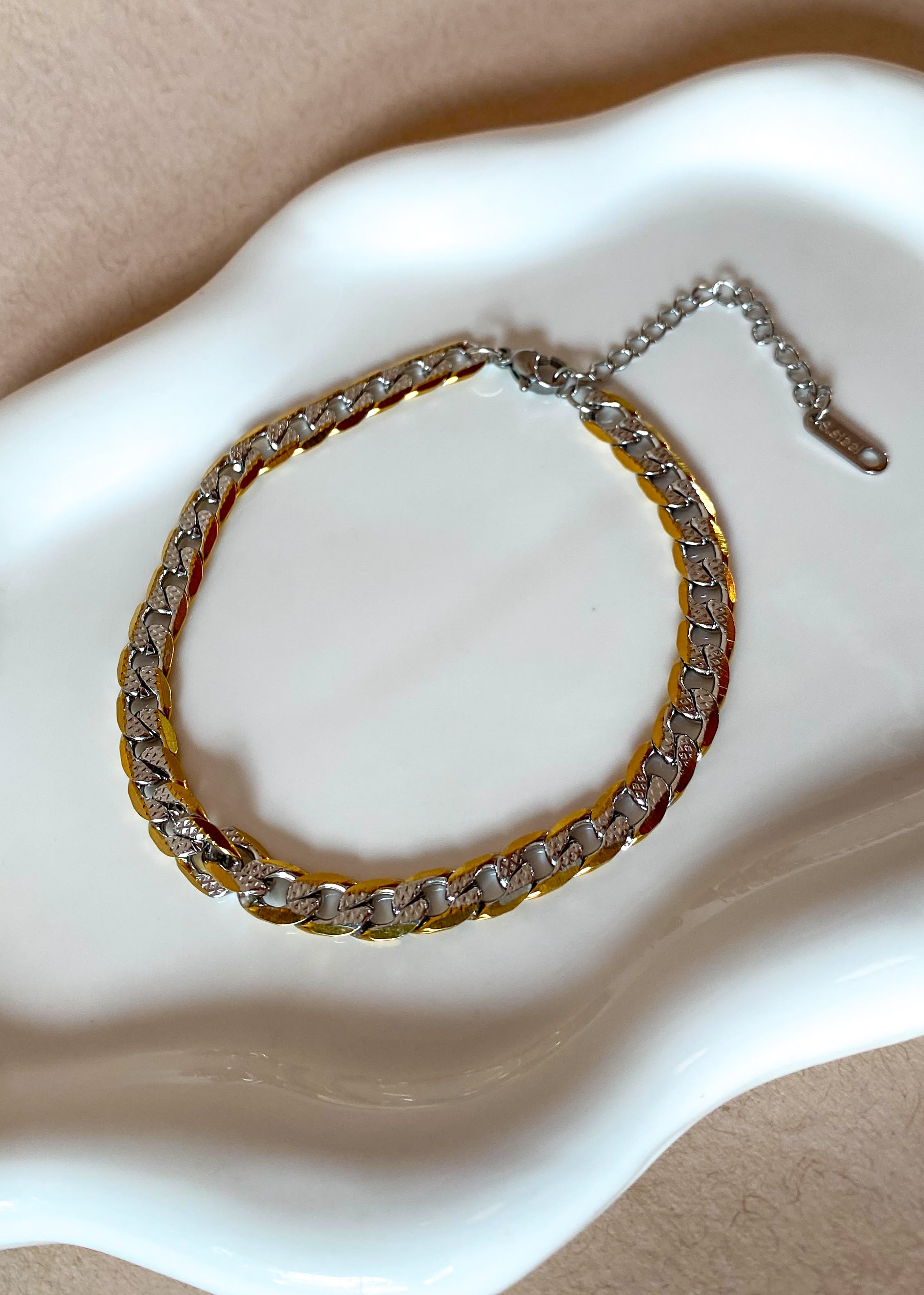 Silver and Gold Men Links Steel Bracelet