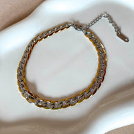 Silver and Gold Men Links Steel Bracelet