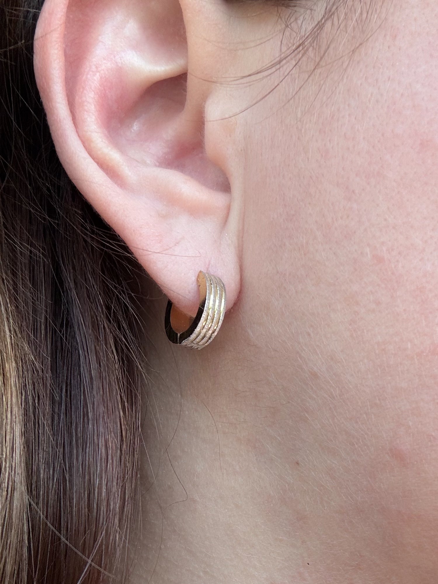 Silver & Gold Lines Steel Hoops