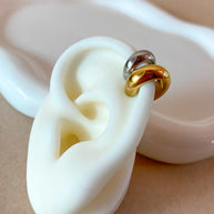 Silver and Gold Steel Pair of Plain Ear Cuff