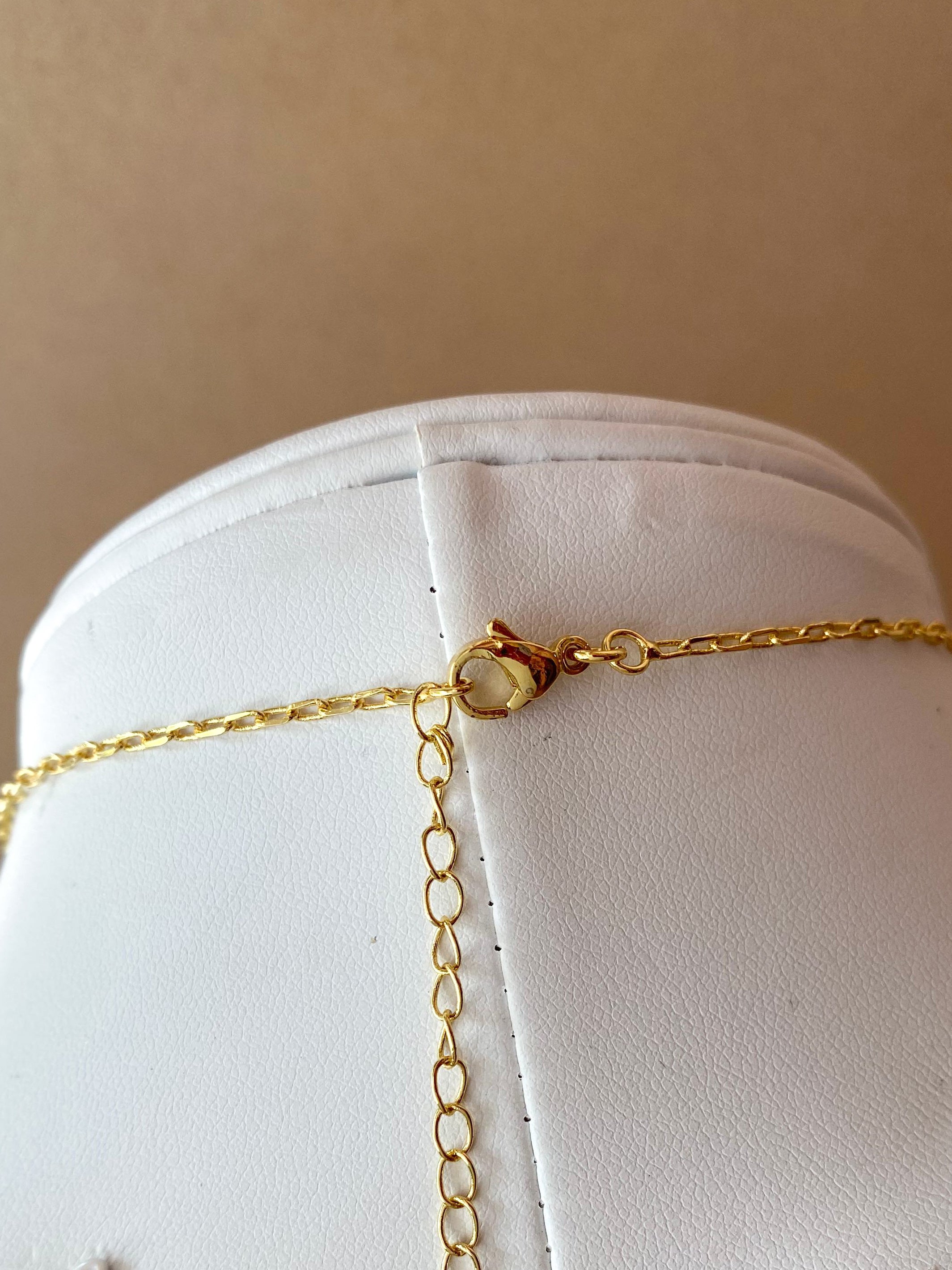 Yellow & Pink Virgin Heart and Cross Necklace