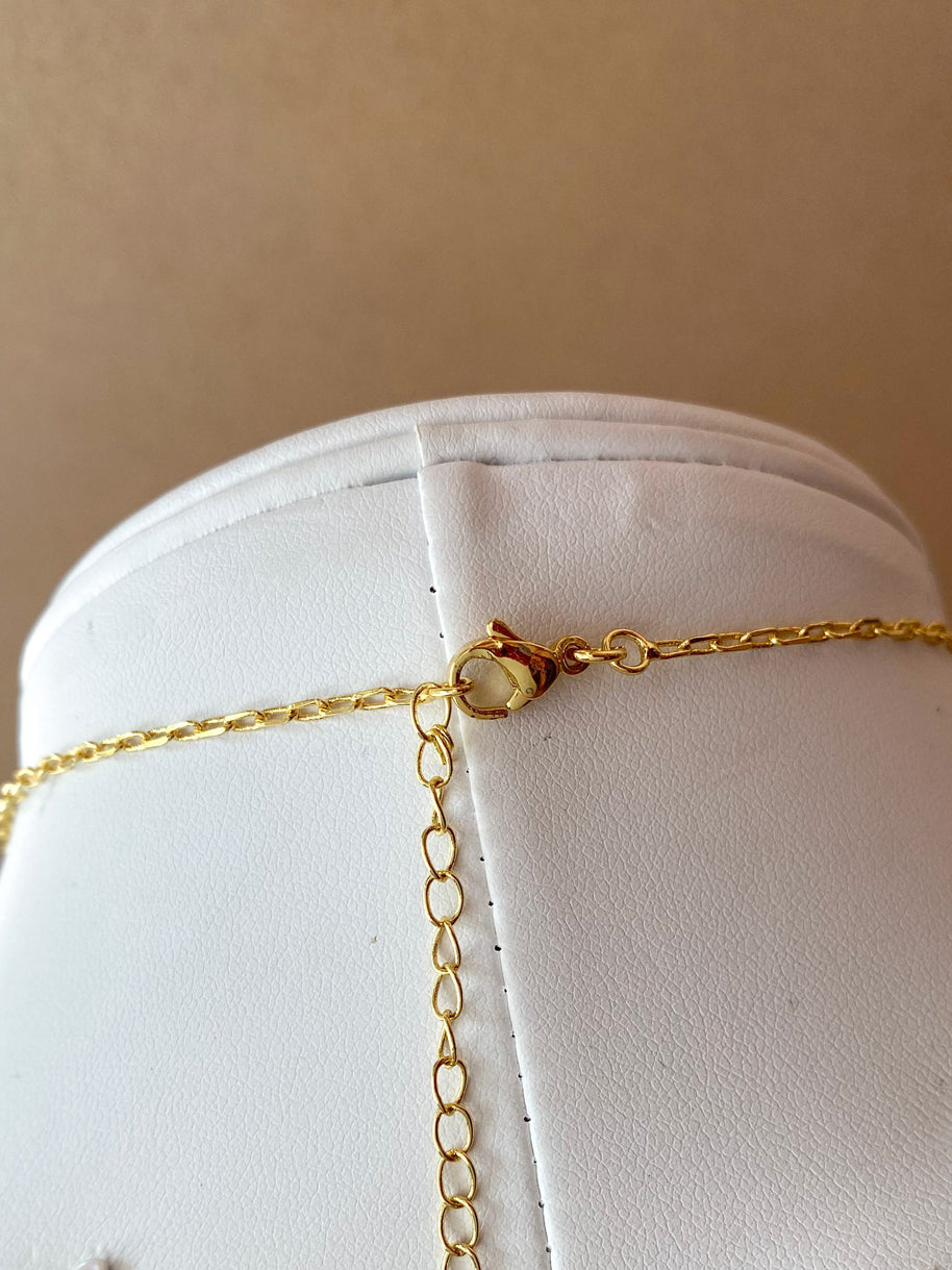 Yellow & Pink Virgin Heart and Cross Necklace