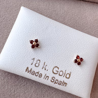 Flower Granate 18k Solid Gold Earrings