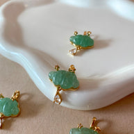 Cloud and Raindrop Crystal Green Charm
