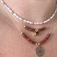 Pearls and Goldstone Ghost Necklaces