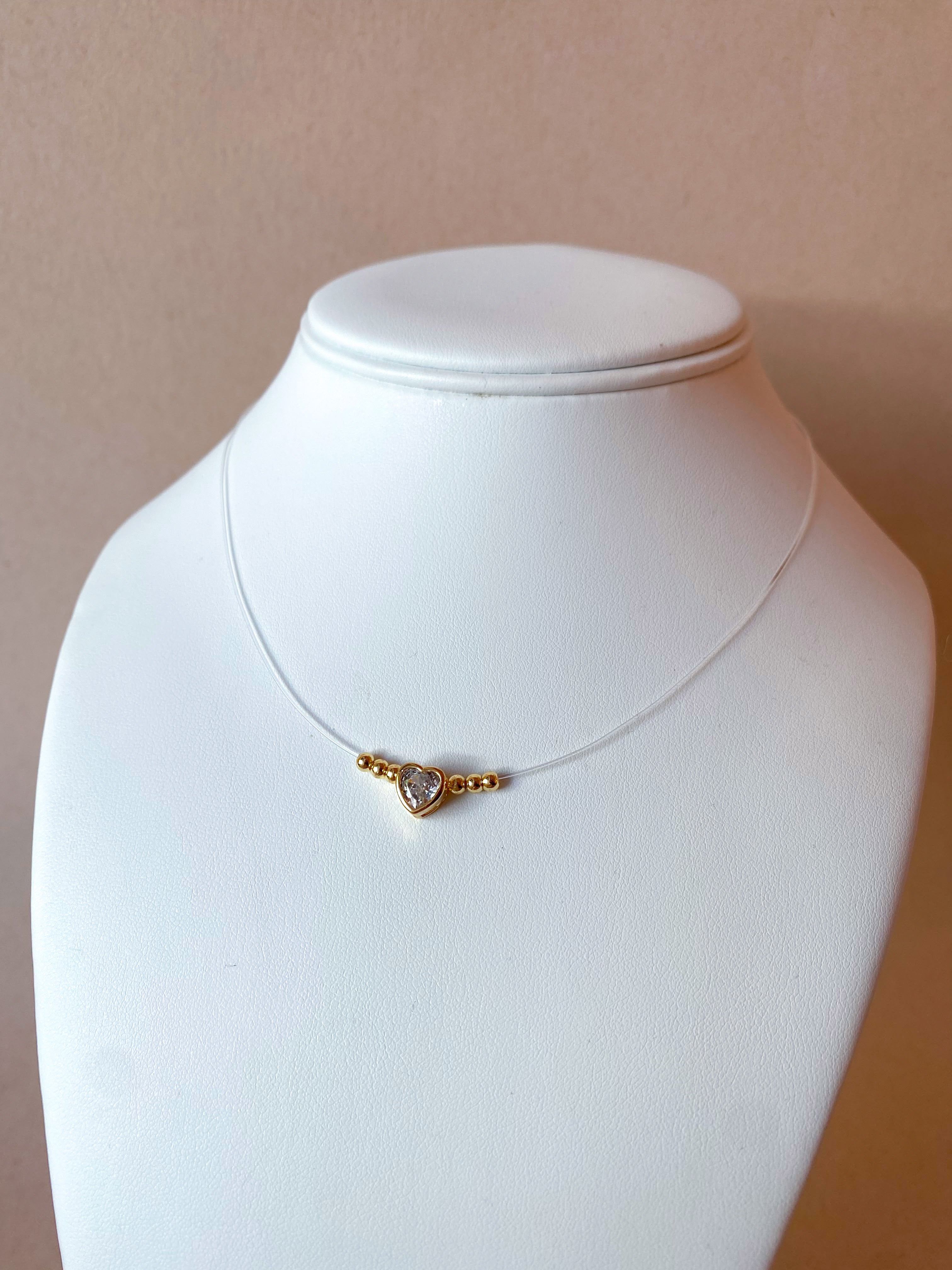 Little Crystal Heart Ghost Necklace