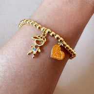 Elastic Golden Kids & Heart Bracelet