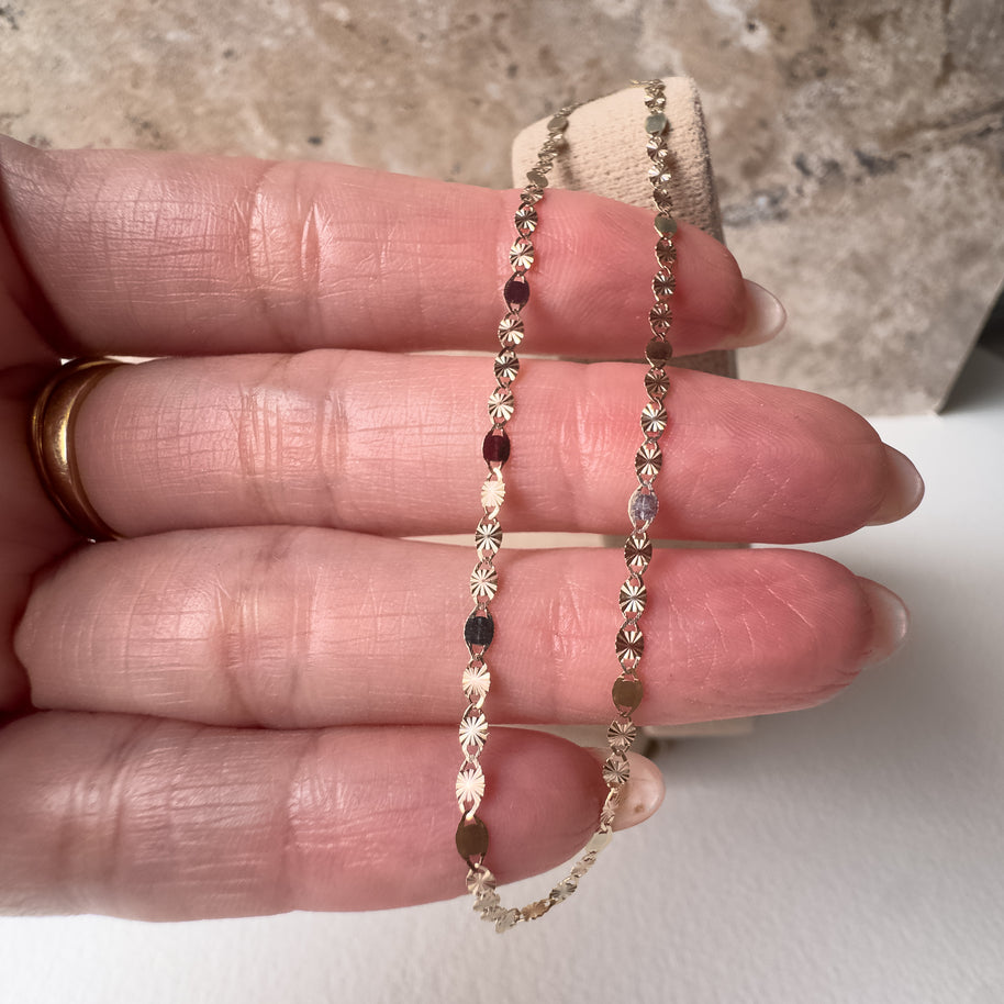 Alternating Style Chain 14K Solid Gold Necklace