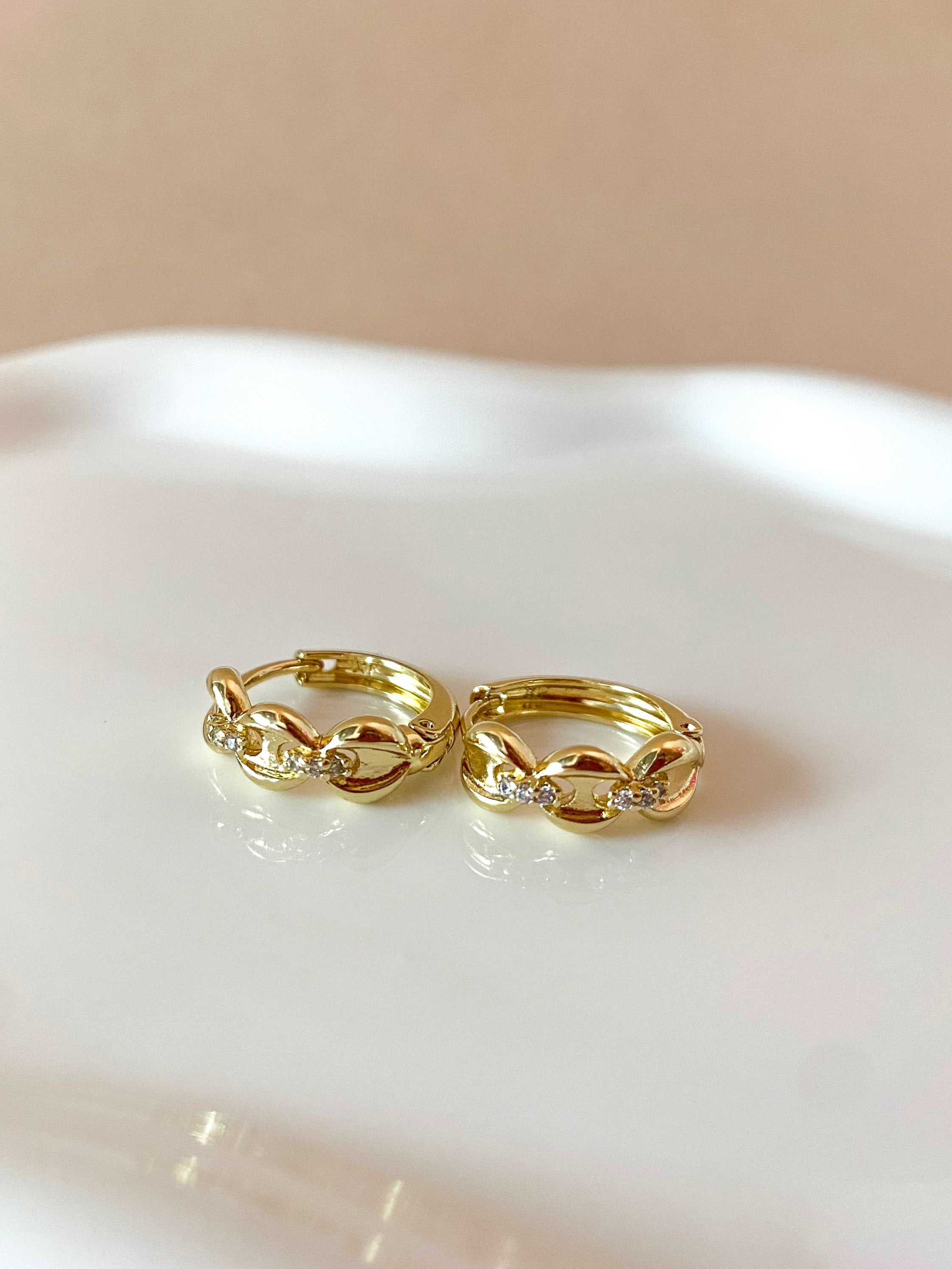 Coffee Grain Crystal Hoops