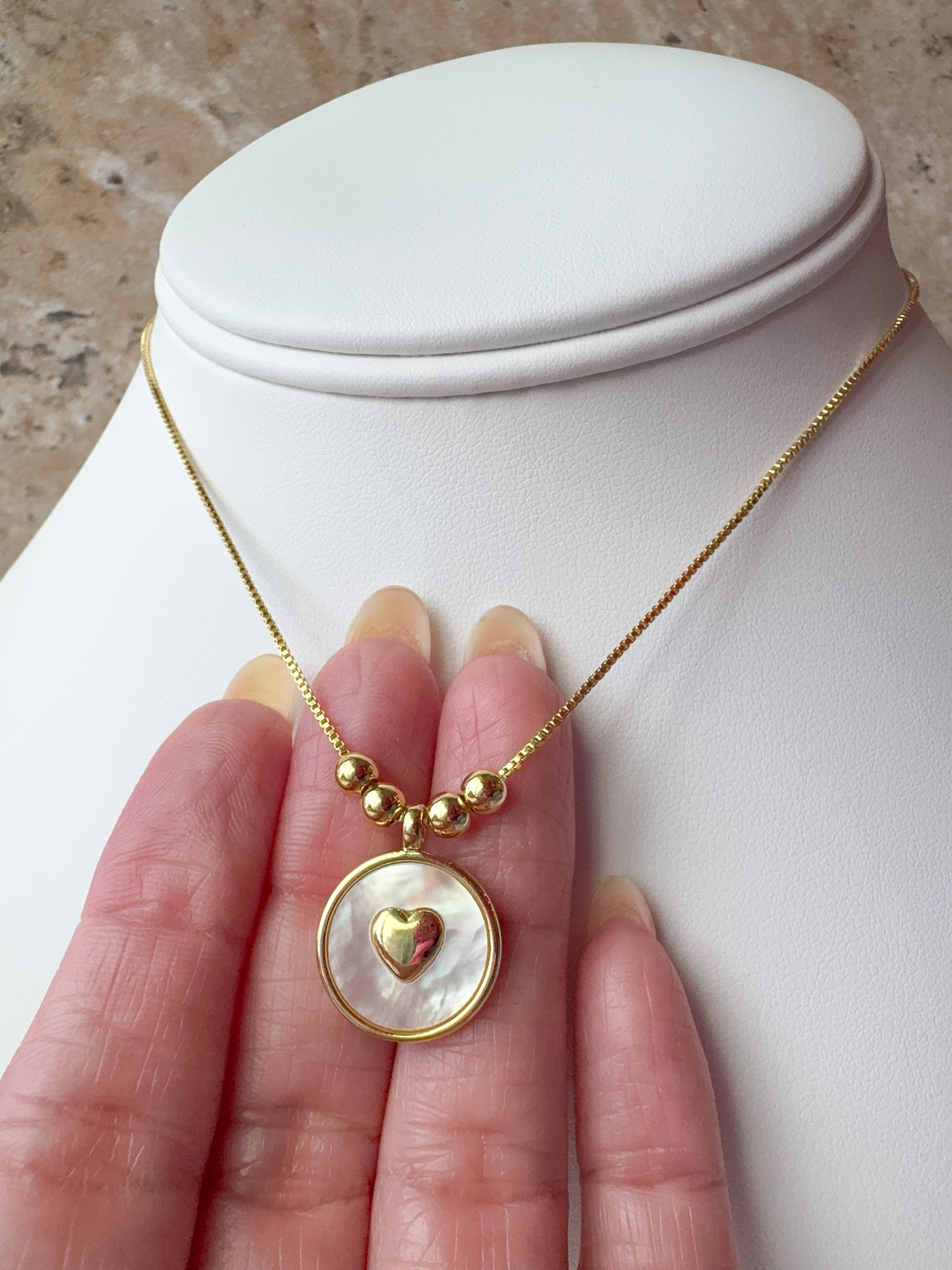 Heart Mother Of Pearl Adjustable Necklace