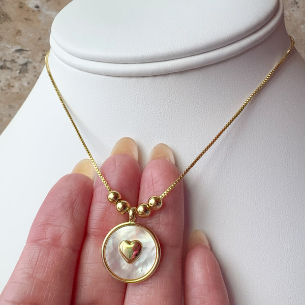 Heart Mother Of Pearl Adjustable Necklace