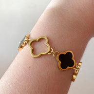 Black and Gold Clover Sillhouette Steel Bracelet
