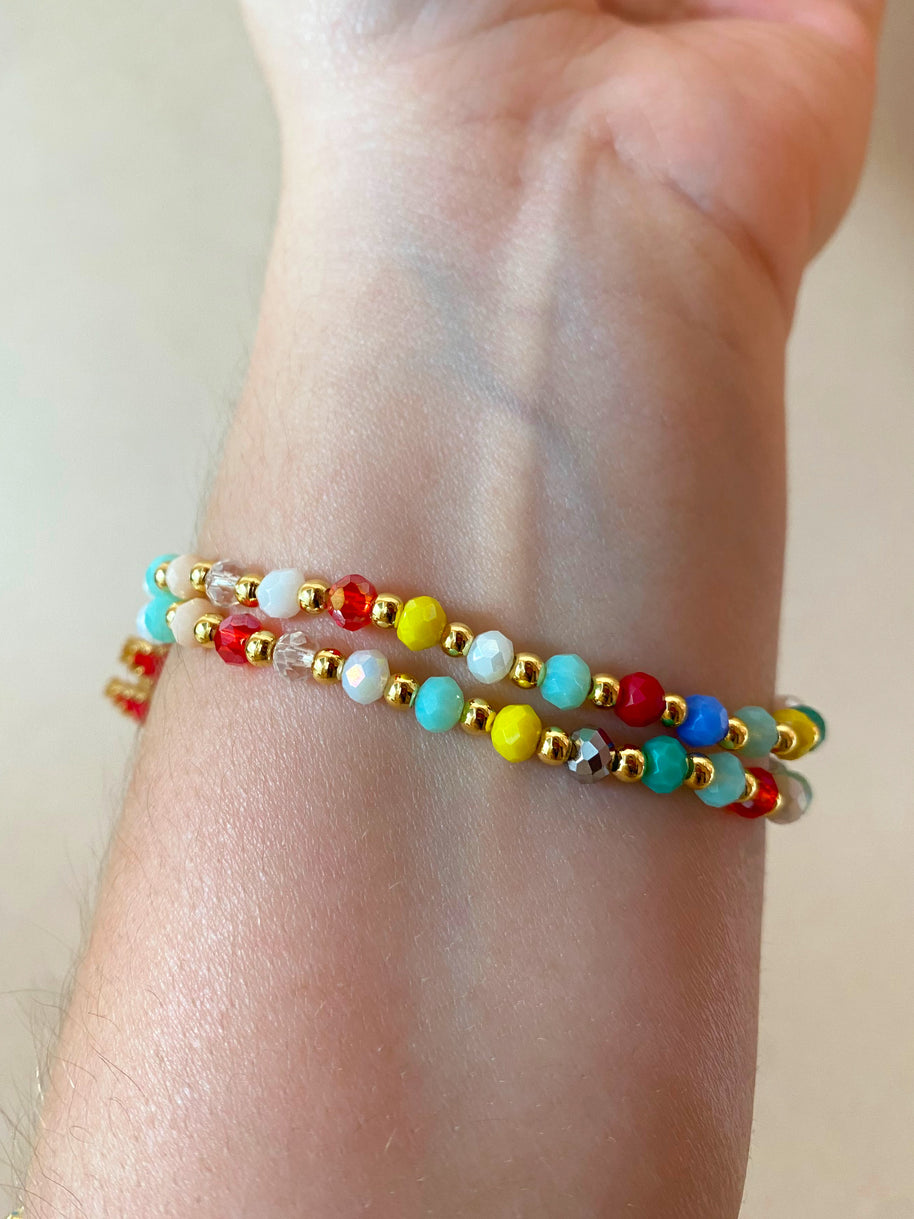 Our Father Red Miyuki Colorful Elastic Bracelet