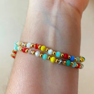 Our Father Red Miyuki Colorful Elastic Bracelet