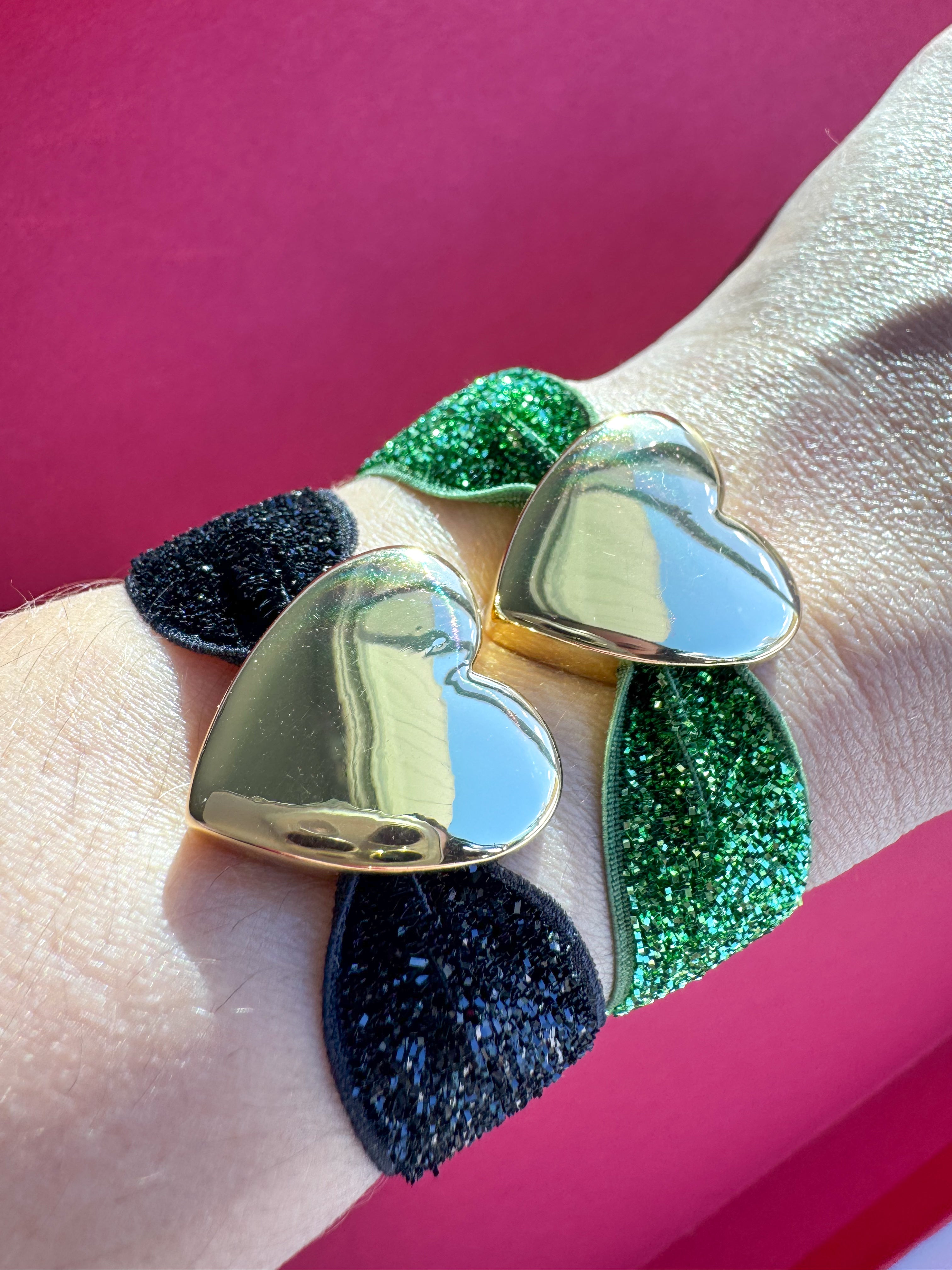 Brazaletes Elásticos Corazones Gold